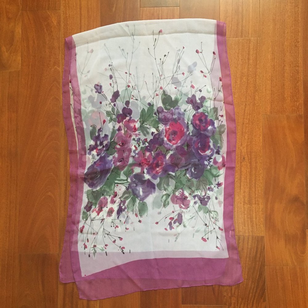 Floral Silk Like Scarf